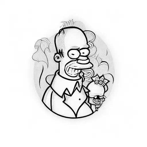 simpsons walking  cartoon tattoo  tattoo design idea