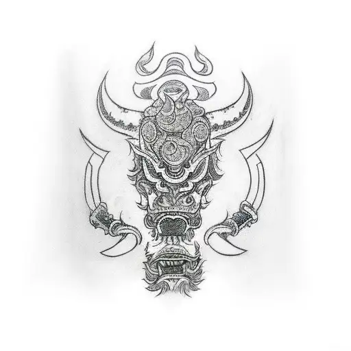 traditional barong bali  tattoo design idea