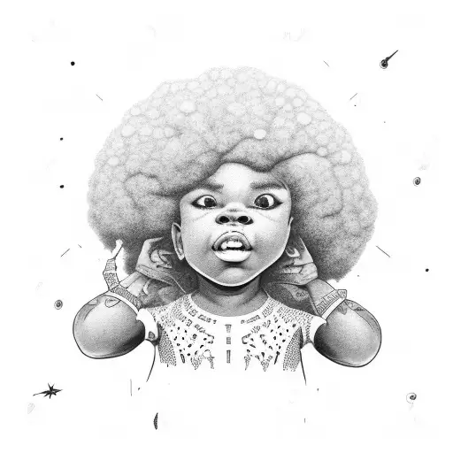 afro kid tattoo design idea