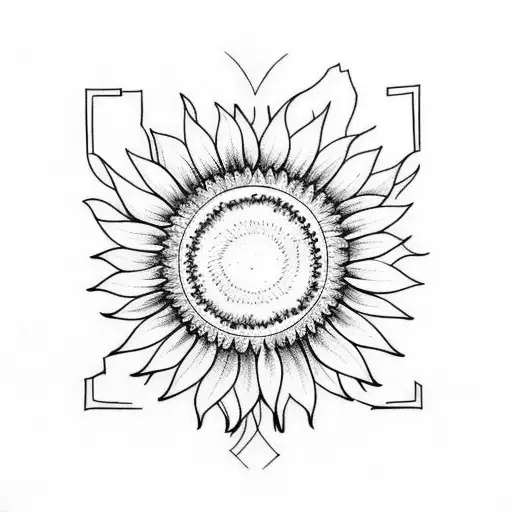 Sunflower with branch  tattoo design idea