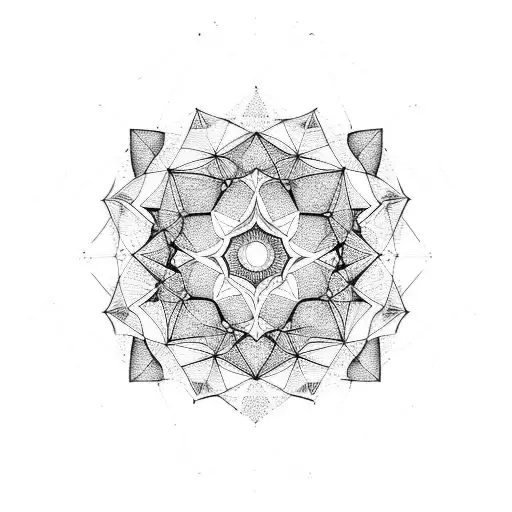 geometric mandala simple just line and dot tattoo design idea