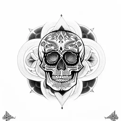 mandala skull tattoo design idea