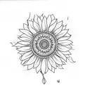 Sunflower with branch  tattoo design idea