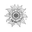 Sunflower with branch  tattoo design idea