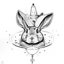 a book read by a rabbit wearing a magicians hat tattoo design idea