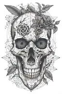 half animal skull, tree coming out of its eye, passage of time tattoo design idea