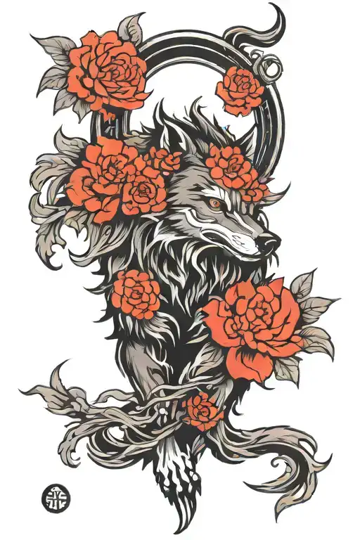 wolf silhouette tattoo design idea