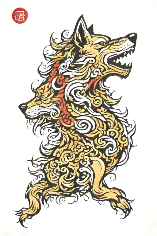 wolf silhouette tattoo design idea