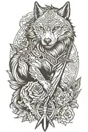 the Witcher 3 sword wolf tattoo design idea