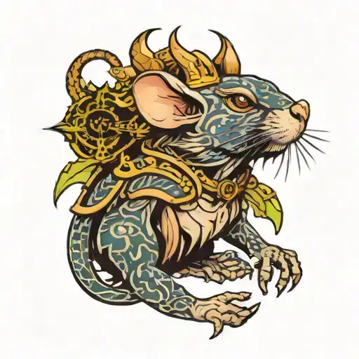 warrior king rat  tattoo design idea