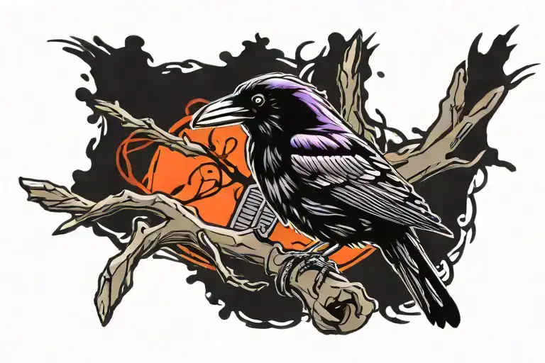 Raven perched tattoo design idea