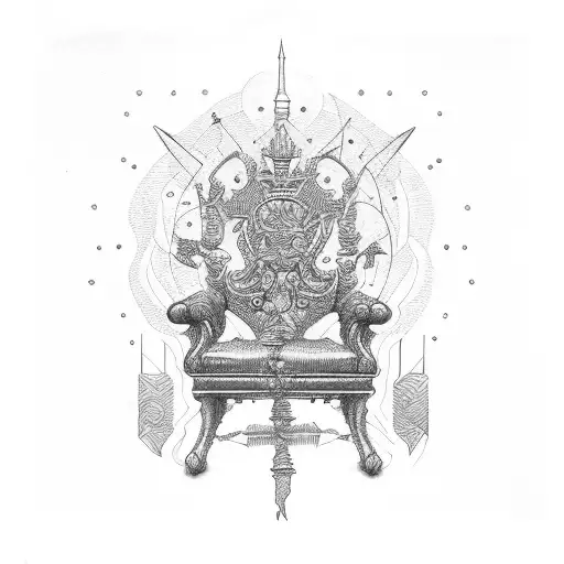 hero in king chair tattoo design idea