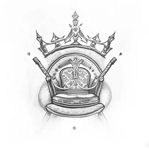 king's chair inside sitting hero tattoo design idea