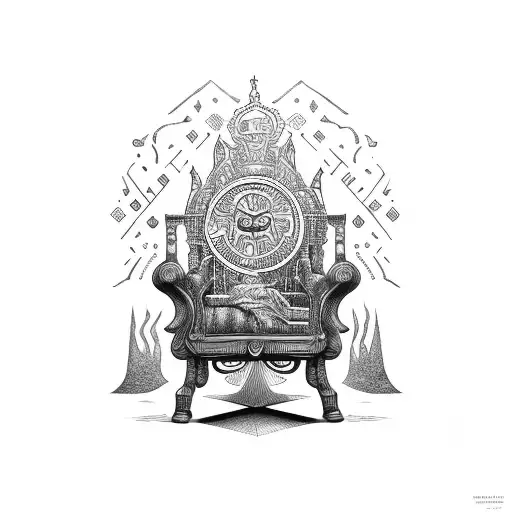 hero in king chair tattoo design idea