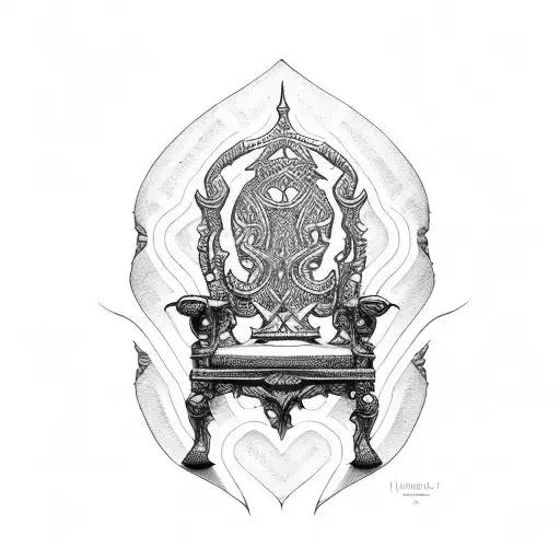 hero in king chair tattoo design idea