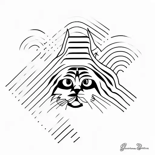 A minimalist tattoo of an all-striped cat tattoo design idea