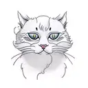 A minimalist tattoo of a white cat with a black spot on its head tattoo design idea