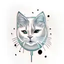 A minimalist tattoo of a white cat with a black spot on its head tattoo design idea
