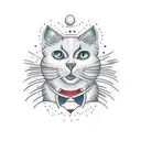 A minimalist tattoo of a white cat with a black spot on its head tattoo design idea