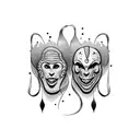 comedy and tragedy mask tattoo design idea