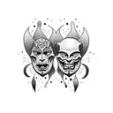 comedy and tragedy mask tattoo design idea