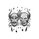 comedy and tragedy mask tattoo design idea