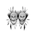 comedy and tragedy mask tattoo design idea