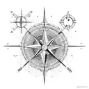 Civil engineer's blueprint with a compass and construction tools tattoo design idea
