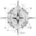 Civil engineer's blueprint with a compass and construction tools tattoo design idea