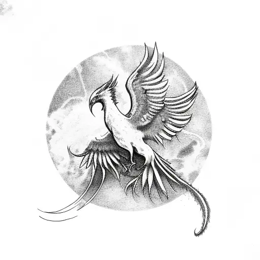 Phoenix rising over ashen aces and eights tattoo design idea