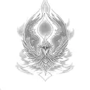 Phoenix rising over ashen aces and eights tattoo design idea