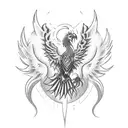 Phoenix rising over ashen aces and eights tattoo design idea