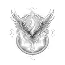 Phoenix rising over ashen aces and eights tattoo design idea