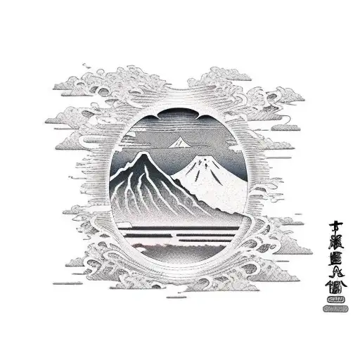 Hawaii beach and volcano tattoo design idea