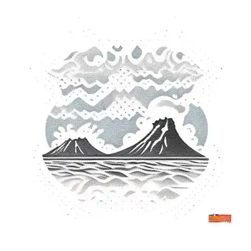 Hawaii beach and volcano tattoo design idea