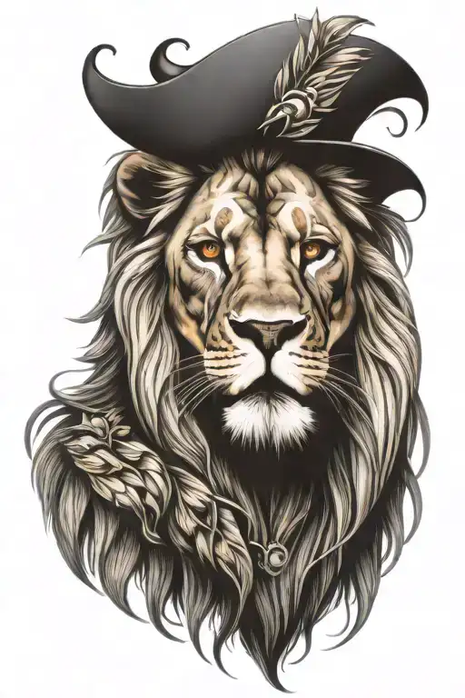 lion face tattoo design idea