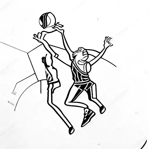 A basketball player dunking on a vinyl record tattoo design idea