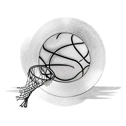 A basketball player dunking on a vinyl record tattoo design idea