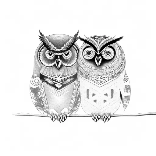owl family maori tattoo design idea