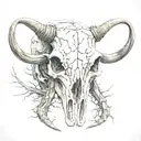 longhorn skull rotting tattoo design idea