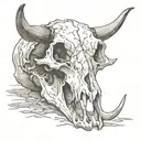 longhorn skull rotting tattoo design idea
