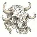 longhorn skull rotting tattoo design idea