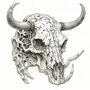 longhorn skull rotting tattoo design idea