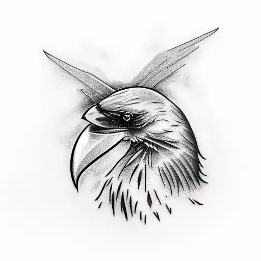 raven holding an irish sword tattoo design idea