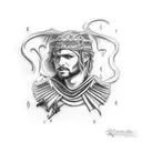 raven holding an irish sword tattoo design idea