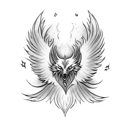 The Phoenix and the Wolf tattoo design idea
