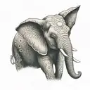 elephant wearing a nurse's hat & a diamond earring tattoo design idea