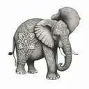 elephant wearing a nurse's hat & a diamond earring tattoo design idea