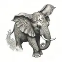 elephant wearing a nurse's hat & a diamond earring tattoo design idea