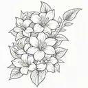 A sketch style tattoo of a bouquet of flowers with Stitch peeking out from behind them, representing your favorite things and love for Lilo and Stitch tattoo design idea